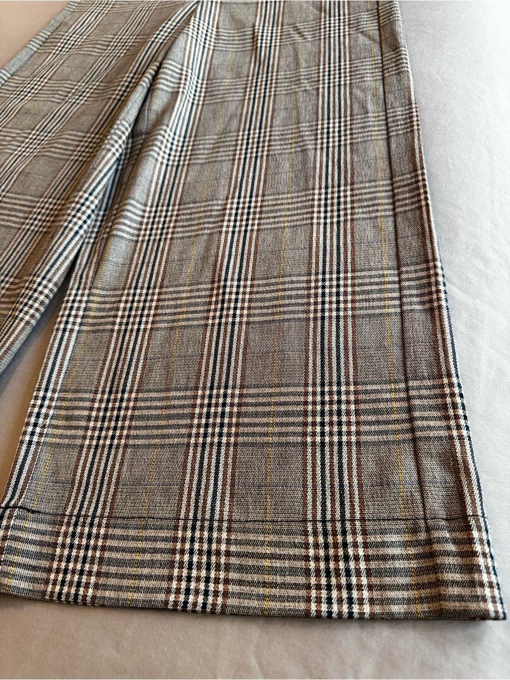 MADEWELL Huston Classic Plaid Wide-Leg Pant - Black & Brown Trousers Dress Pants - Picture 6 of 16